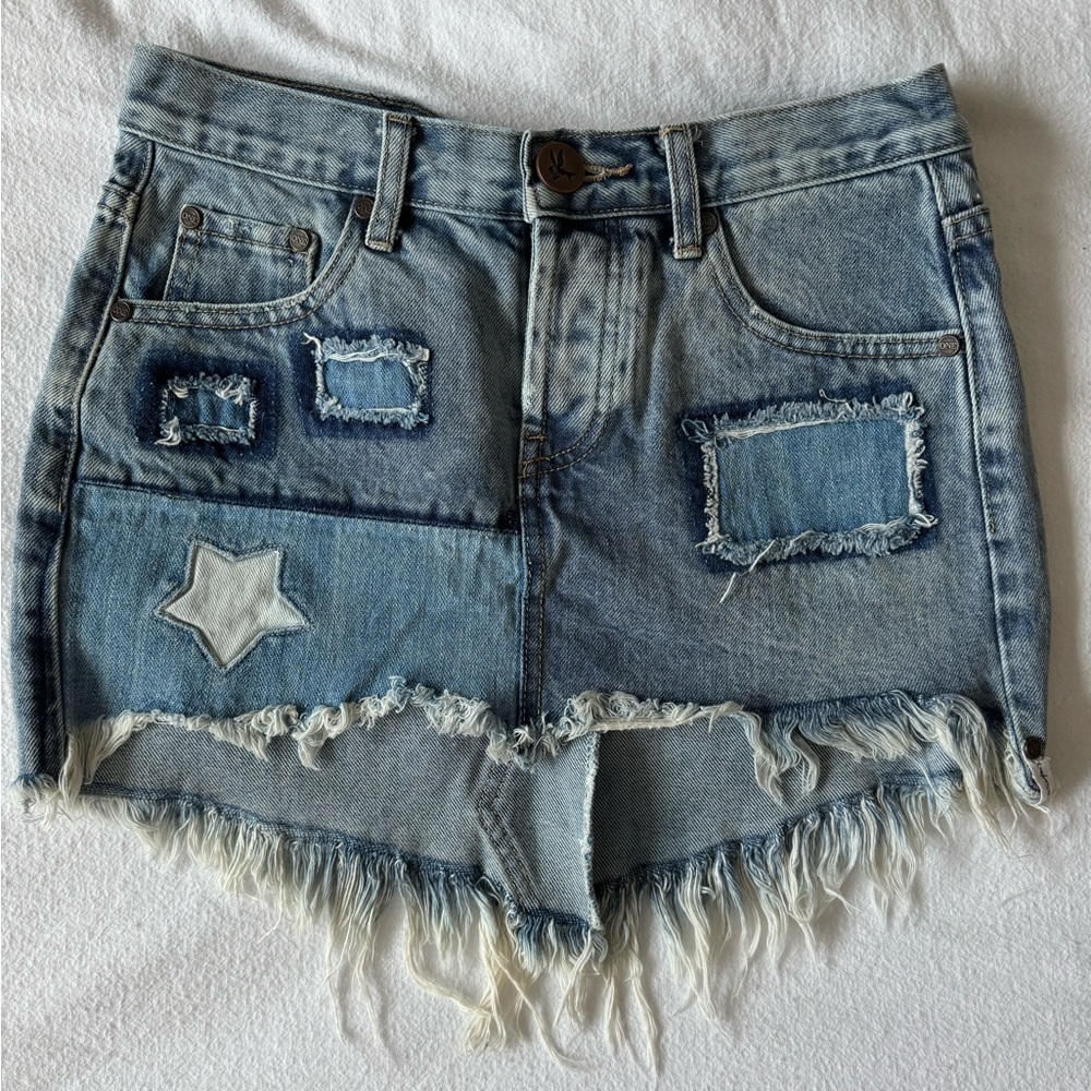 One Teaspoon Junkyard Denim Mini Skirt